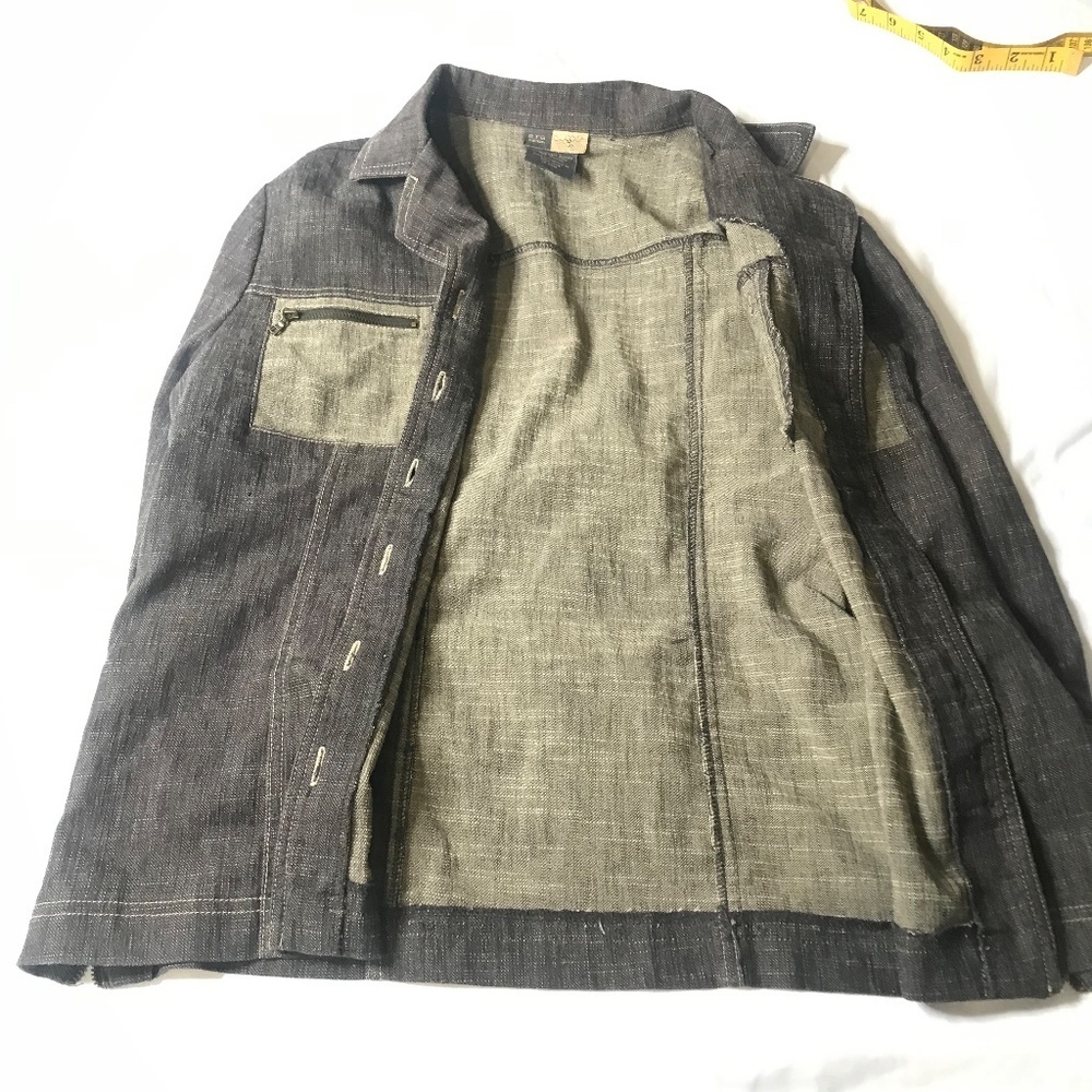 Women’s Linen Blend Button Up Jacket Lightweight Utility Blazer Top - Picture 6 of 16
